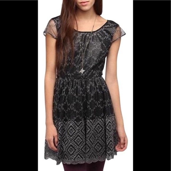 UO Pins & Needles Sheer Back Fit&Flare Dress - Picture 2 of 8